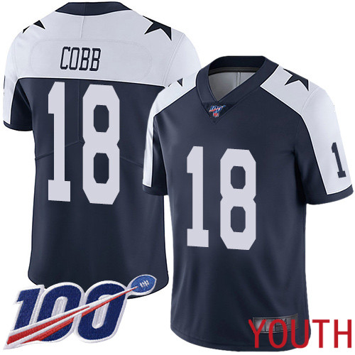 Youth Dallas Cowboys Limited Navy Blue Randall Cobb Alternate #18 100th Season Vapor Untouchable Throwback NFL Jersey